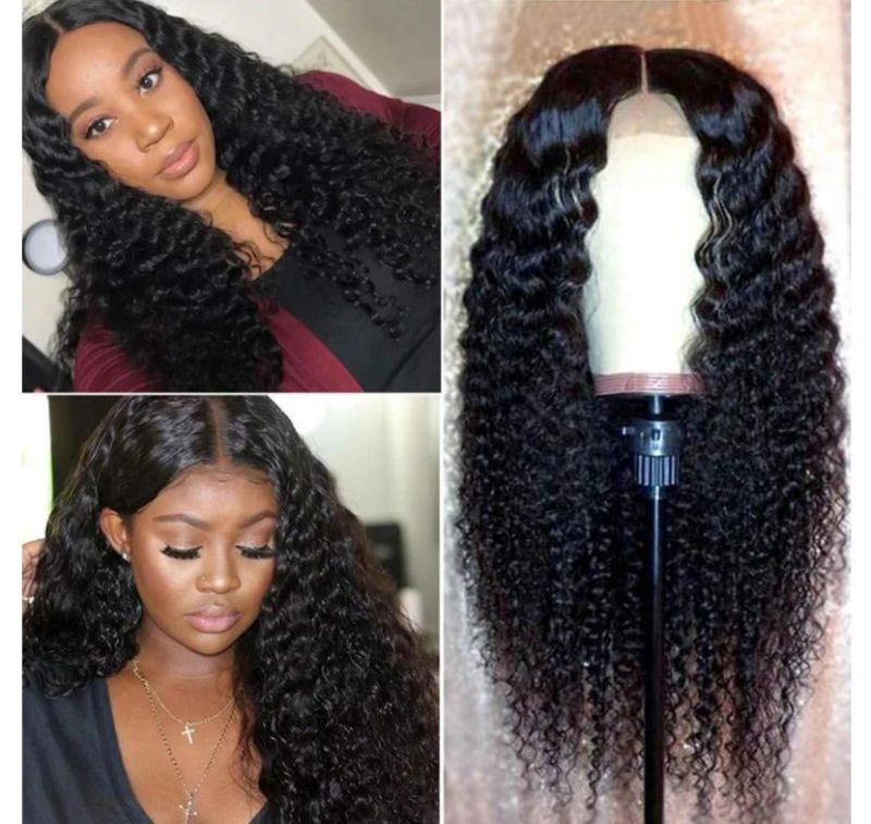 Freeshipping Deep Wave Closure Wig Lace Frontal Wigs Deep Wave Frontal Wig Part Long Wavy Hair in The Middle Wig Dropshipping Wholesale