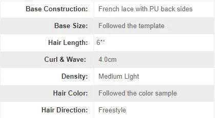High Quality Custom Made Human Hair Toupee