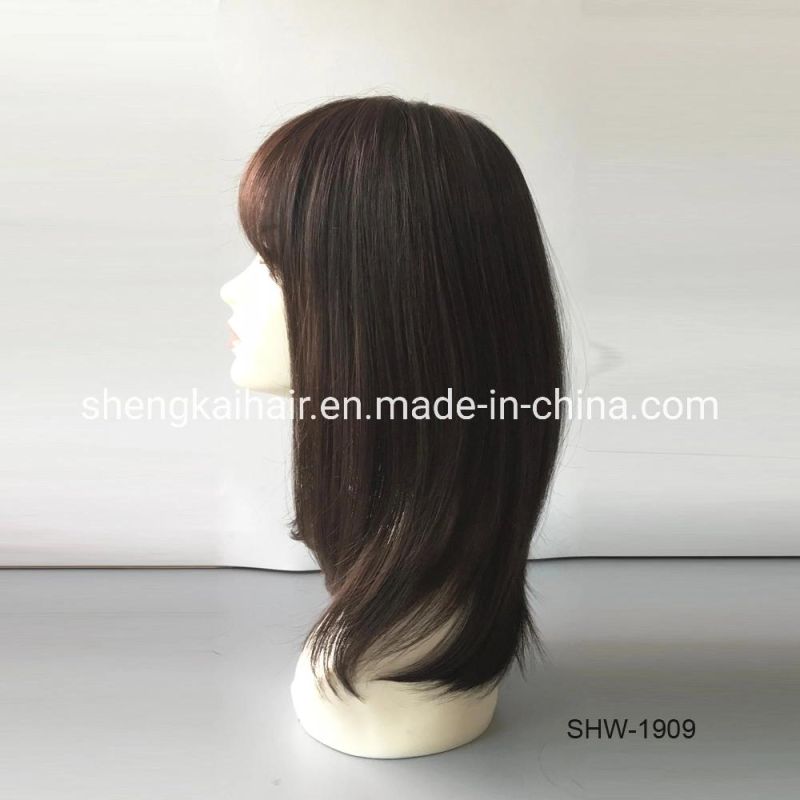 China Wholesale Good Quality Handtied Human Hair Long Black Straight Hair Wigs 566