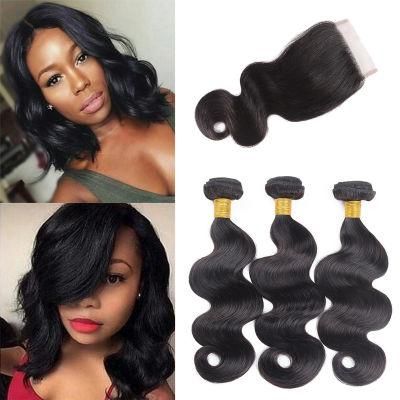 10A Brazilian Body Wave Bundles with Closure Brazilian Hair 3 Bundles with Closure Deals