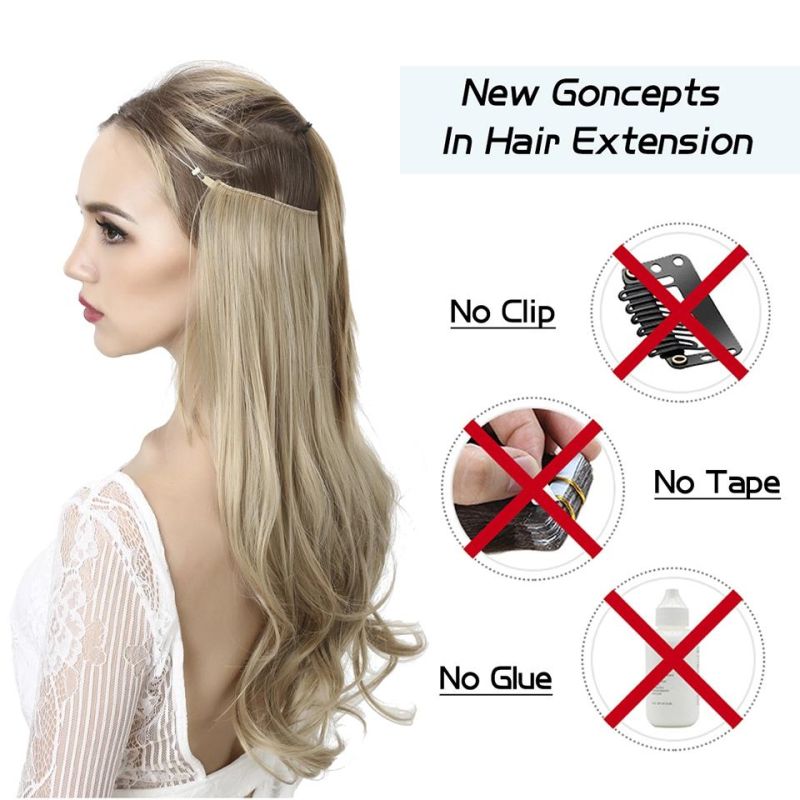Natural Synthetic Hair Extensions Wavy False Hair Piece