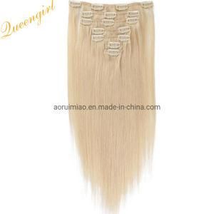 Cheap Colored 27 Blond Clip Human Hair Weft Extension Peruvian Hair
