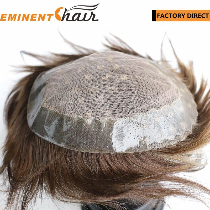 Men′s Toupee Human Hair System Lace Base with PU Edged