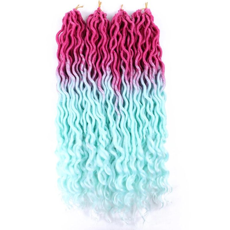 Long 18" Wholesale Curly Goddess Faux Locs Ends Crochet Braids Synthetic Hair Extensions