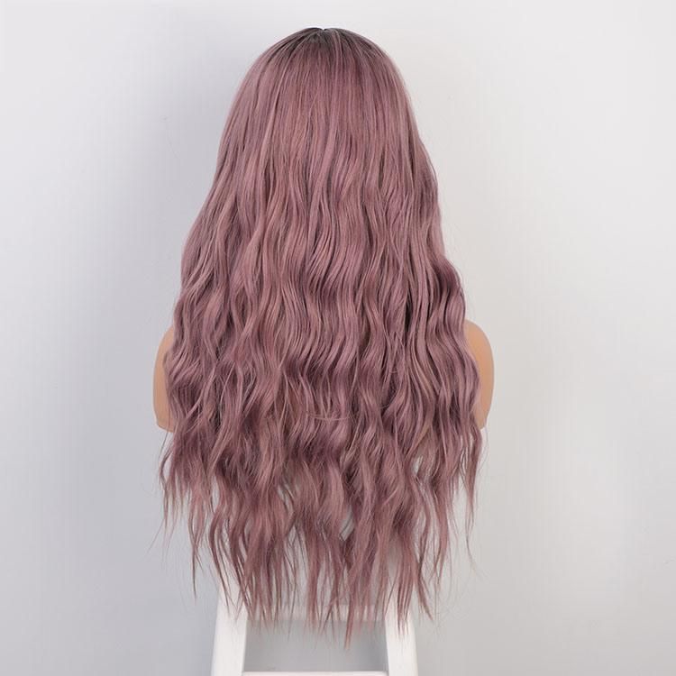 Fantasy Pastel Violet 26inch Long Water Wavy Wigs Heat Resistant Synthetic Fiber Wig for Women