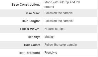 Custom Ladies Mono and Silk Top High Quality Natural Hair Toupee