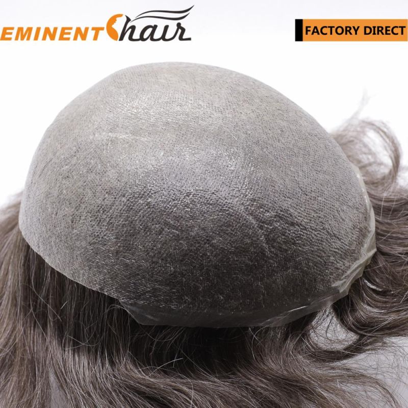 Instant Delivery Indian Human Hair Men′s Skin Natural Stock Toupee