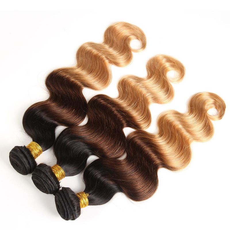 Top Grade Colored Brazilian Body Wave Hair Weave 3/4 Bundles with Closure Blonde 1b/4/27 Remy Ombre Human Bundles with Lace Closure Wholesale Hair