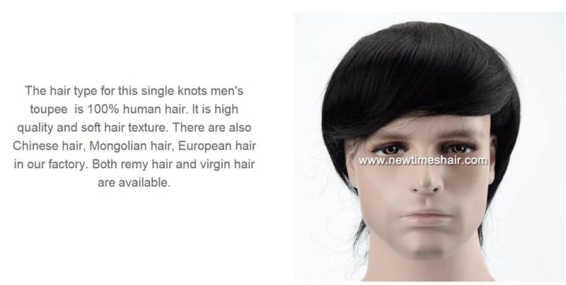 Real Human Hair Skin Base Ultra Thin Men′s Stock Wigs