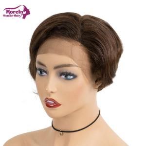 Morein Cuticle Aligned Hair for Women #2 W5 6 Inch Short Human Hair Pixie Cut Lace Wig