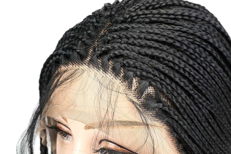 Braided Wigs13X4 Part Swiss Lace Bob Wigs, Full Hand Made Tied Cornrows Front Wigs, Heat Resistant S Micro Bra