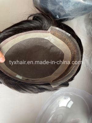 Natural Hairline Black Human Hair Units Durable Fine Mono Lace Black Men Replacement System