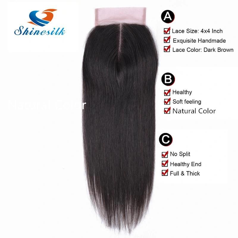 Brazilian Hair 3 Bundles with Closure Straight Hair Weave Bundles 100% Human Hair Bundles with Closure