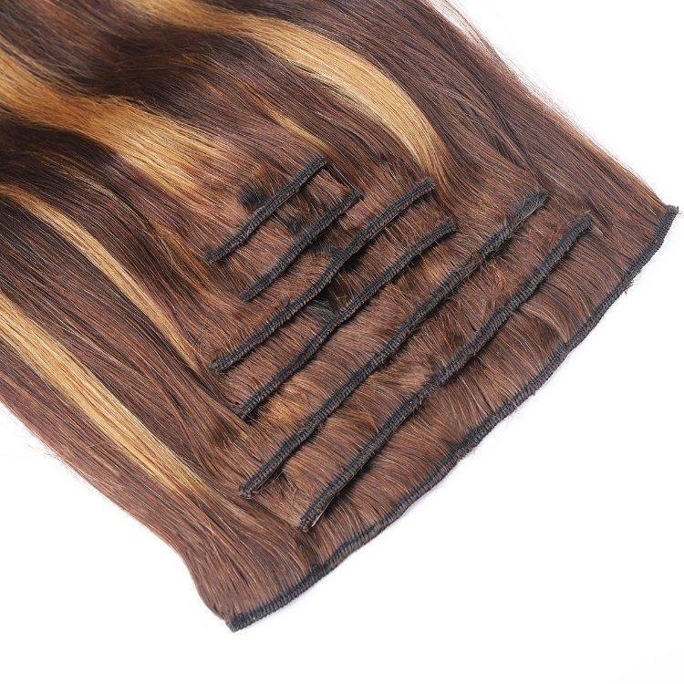Silky Straight Virgin Remy Human Hair Clip in Hair Extension #P4/27