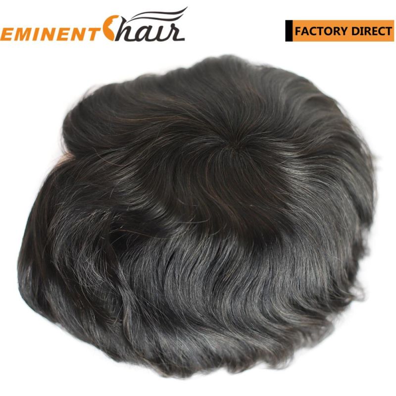 Natural Effect Lace Front Human Hair Men′s Toupee