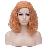 Aicos Pastel Orange 35cm Short Curly Halloween Party Anime Cosplay Wig for Women, Heat Resistant Full Wig +Cap
