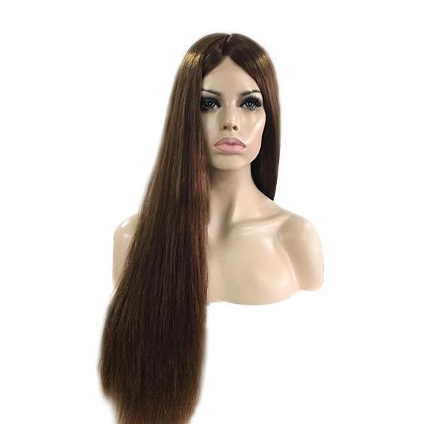 Long Human Virgin Hair Machine Made Full Cap Wig for Patients