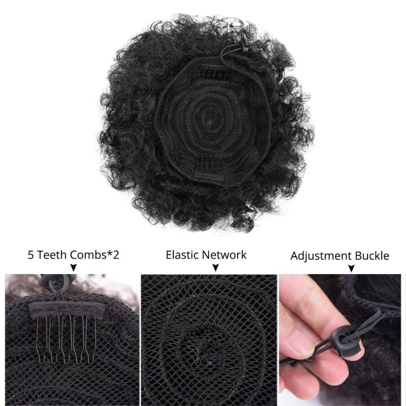 Afro Puff Hair Accessories Synthetic Soft Texture Kinky Curly Hair Bun Chignon Short Drawstring Ponytail Elastic Wrap Around Hair Extension