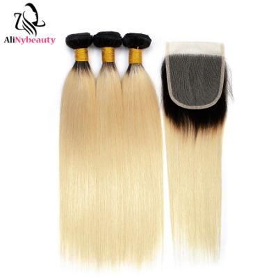 Hot Selling Ombre Hair T1b/613 Blonde Hair Bundles with Closure