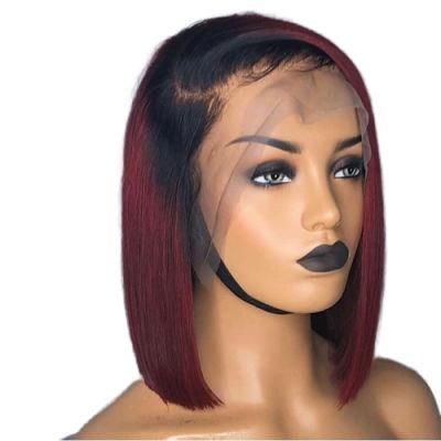 Kbeth Hot Sale 1b/99j Short Bob Wine Red Burgundy Color Human Hair Wigs for Black Women 13*4 Brazilian Remy Hair Lace Front Wig for Ladies
