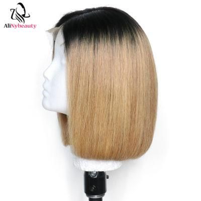 100% Brazilian Human Hair Bob Lace Wig Natural Straight 1b/27#