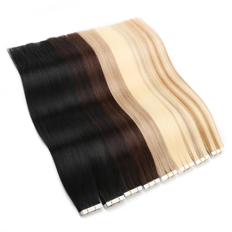 100% Virgin Remy European Tape Hair Extension, Wholesale Invisible Double Drawn Remy Tape in Human Hair Extension