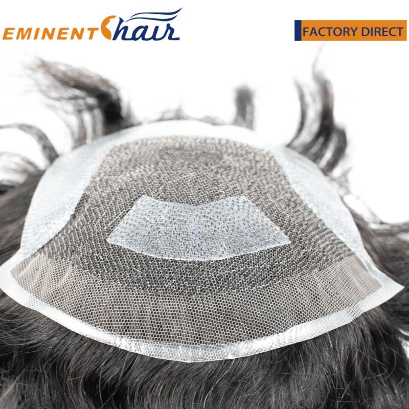 French Lace with Thin Skin Sides and Back Natural Male Human Hair Toupee
