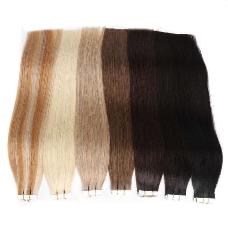 Remy European Human Hair Straight 20PCS Invisable Tape Hair Extensions