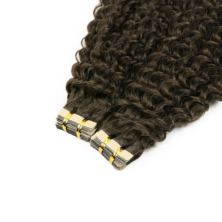 Double Drawn 100% Virgin Brazilian Human Hair Deep Wavy Tape in Hair Extension