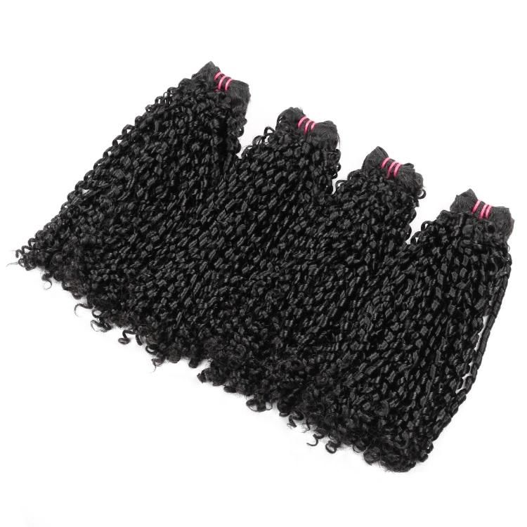 Double Drawn Human Hair Pixie Curly Bundle Human Hair Extension