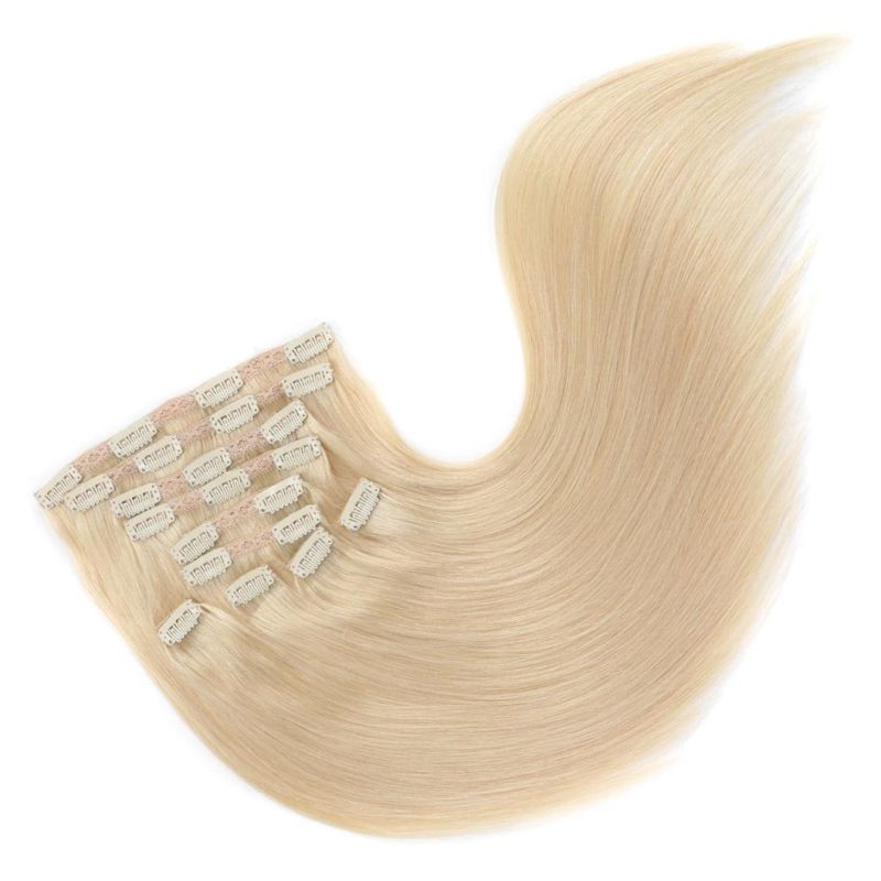 Top Premium Quality Human Hair Double Drawn Full Head Deluxe Size Clips on Hair Extension