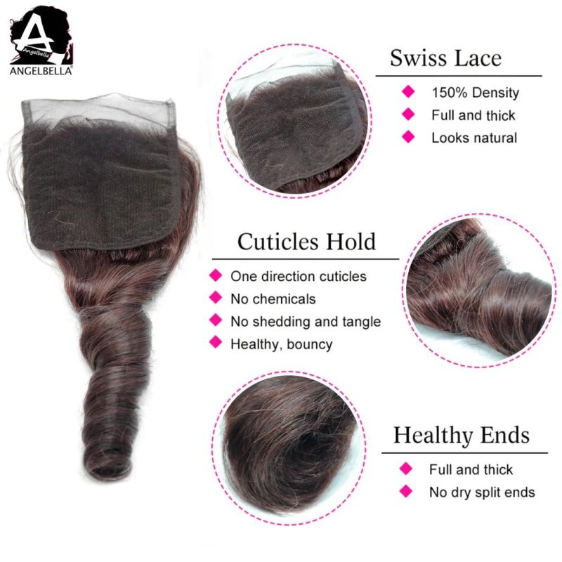 Angelbella Cheap Price High Quality Remy Human Hair Closure Spring Wave 4X4 Lace Closures