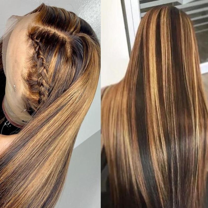 4/27 Highlight Wig Brazilian Straight Wig 4/30 Highlight Lace Front Human Hair Wigs Honey Blonde Ombre Remy Lace Front Wig