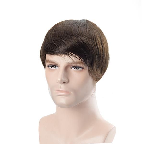 Silk Top with Clear PU Around Toupee for Men