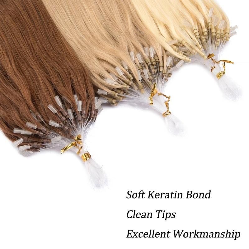 Straight Loop Micro Ring Hair Extensions Brazilan Remy Human Hair Extension Natural Capsule Keratin