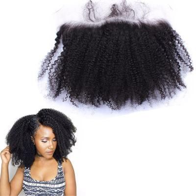 Kbeth Wholesale Kinky Curly 13*4 Lace Frontal Closure Pre Plucked with Baby Hair Mongolian Afro Kinky Curly Natural Black Human Hair