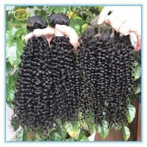 Top Quality Large Stock Natural Color Jerry Curly Brizilian Virgin Hair Weft with Factory Price Wf-002