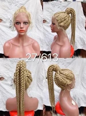 Newest Braided Synthetic Hair Wigs African Braided Lace Front Wigs Vendors with Baby Hair for Women Braid Lace Wig Glueless