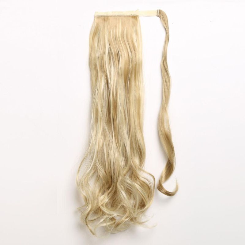 Long Body Wavy Brown Color Ponytail Hair Piece for Black Women Drawstring Synthetic Ponytail Hair Extension