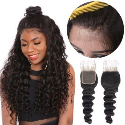 Kbeth 10A Unprocessed Brazilian Closure 4X4 Inch Deep Wave Free/Three/Middle Part with Swiss Lace Brazilian Hair Lace Closure
