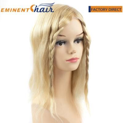 Custom Human Hair Clear PU with Lace Front Toupee Blond Women&prime;s Wig