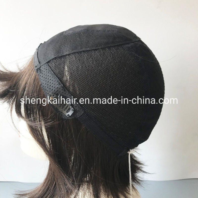 China Wholesale Good Quality Handtied Human Hair Long Black Hair Wigs 567