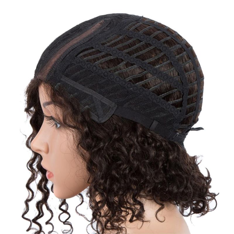 Short Water Wave L Part Lace Front Human Hair Wigs Remy Brazilian Lace Front Part Wig Pixie Cut Short Bob Curly Wigs for Black Women