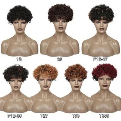 Curly Human Hair Wigs Short Bob Wig for Women Ombre Color Full Machine Made Cheap Price Wig Brazilian Raw Hair