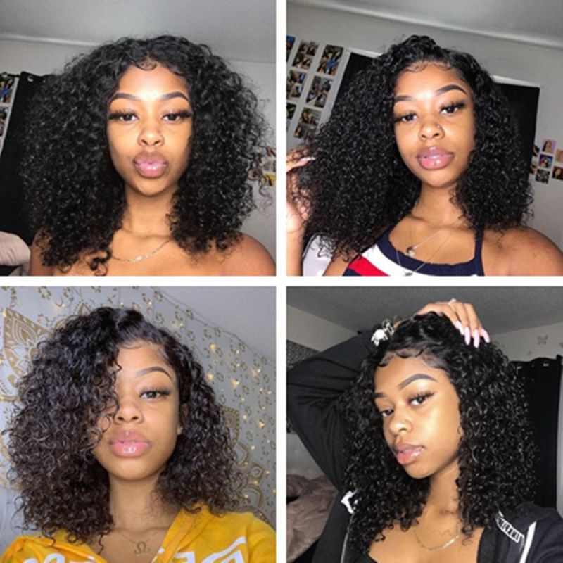 Cuticle Aligned Brazilian Human Hair Lace Curly Bob Wig