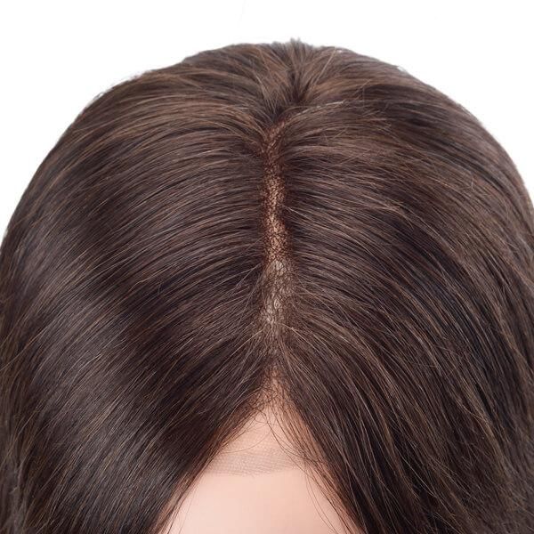 Fine Mono with Thin Skin Round and French Lace Front Female Hairpiece
