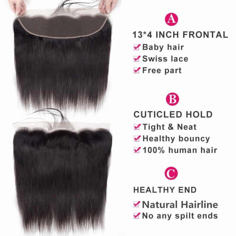 22 Inch Brazilian Straight Hair 13X4 Lace Frontal Free Closure Natural Color Remy Human Hair