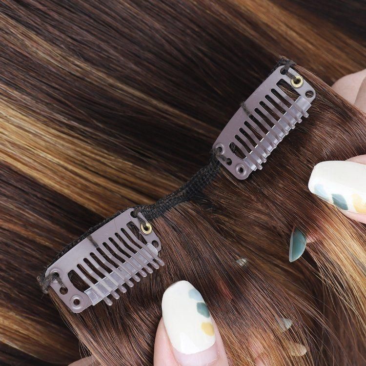 Silky Straight Virgin Remy Human Hair Clip in Hair Extension #P4/27