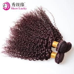 100% European Human Hair Weave Red Kinky Curl Double Weft Stitched Remy Hair Weaving