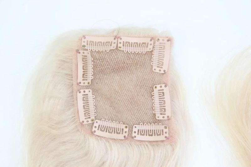 Human Hairpiece Blond Color Lace Closure with Clips